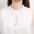 Pikkukuva 4 / 5: Kristallikaulakoru naisille, puolikuun kaulakoru, parantavat kristallit, riipus, elämänpuu, lanka, kääritty reiki, hengellinen kaulakoru, korut naisille F Synthetic Opal