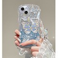 Miniatyrbillede 7 af 8: Kompatibel med iPhone til kvinder/piger Sød sommerfugl glitter bling med håndledsrem Anti-ridse stødsikker etui til iPhone Lilla med håndledsrem Lilla Purple iPhone 14 Pro