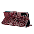 Miniatyrbillede 4 af 4: Frosted Læder Etui til Mandala Emed Retro Telefon Rød(FQ) Red For Samsung Galaxy S23 FE 5G