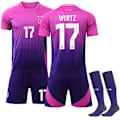 Miniatyrbillede 1 af 2: 2024 UEFA EM Wirtz Børnefodboldtrøje Sæt Tyskland Ude Nr. 17 Ude Away 2XL