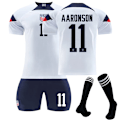 Miniatyrbilde 7 av 10: Fotballdrakt for USA hjemmebane, VM 2022-23, nr. 10 Pulisic, 8 McKennie, 11 Aaronson, 13 Morris Size 8 with socks + protective gear #L