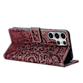 Miniatyrbillede 4 af 4: Frosted Læder Etui til Mandala Emed Retro Telefon Rød(FQ) For Samsung Galaxy S25 Ultra 5G Red