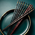 Miniatyrbilde 3 av 5: Pairs Sticks Sushi Pinner Gjenbrukbare Metall n pinne A1 SQBB
