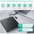 Miniatyrbillede 4 af 5: Ekstern CD DVD-drev til Windows 11 10 Laptop, USB 3.0 og Type-C Bærbar CD DVD +/-RW ROM-drev B