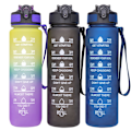 Pikkukuva 3 / 3: 2-pakkaus - 1 litran vesipullo oljella ja aikamerkinnällä - Valitse väri! 2-Pack Blue