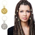 Pikkukuva 2 / 8: 173X hiuspunosrenkaat metalliset dreadlocks-helmet tähtiripustettavat renkaat hiusklipsi hiustenpunontakoristeluun kultaisena ja hopeisena
