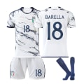 Pikkukuva 1 / 11: 23-24 kauden Euroopan Cup Italian vierasjalkapalloasu 6 Verratti 1 Donnarumma 18 Barella paita No. 18 away game with socks #16