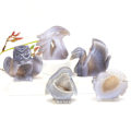 Miniatyrbilde 2 av 5: Svane Ørn Hode Fisk Ugle Pingvin Statue Naturlig Stein Grå Agat Geode Healing Krystall Utskåret Dyrefigurer Håndverk Hjemmeinnredning Ørnhode Eagle Head 3 pcs