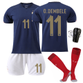 Pikkukuva 5 / 11: 2022 Ranska koti MM-kisojen nro 10 Mbappe 19 Benzema 11 Dembele aikuisten pelipaita jalkapalloasu 22-23 France home number 7 #XL