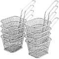 Miniatyrbilde 1 av 4: Mini pommes frites-kurv, rustfritt stål trådchipskurv rektangulær mini fritøykurs
