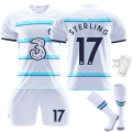 Miniatyrbild 7 av 10: 22-23 Chelsea bortaställ nr 10 Pulisic 9 Aubameyang 7 Kante 19 Mount vit fotbollströja No. 11 Felix with socks #20