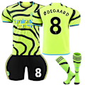 Miniatyrbilde 1 av 2: 2023-2024 Arsenal Bortebarnedrakt med strømper nr. 8 Ødegaard adult XXL