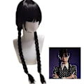 Miniatyrbild 3 av 5: 4-9 År Barn Flickor Wednesday Addams Cosplay Set Halloween Karneval Party Klänning/Peruker