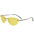 Pikkukuva 2 / 7: Ultralight Rimless Oval Titanium  Aurinkolasit Rimless Miesten Ajoaurinkolasit Yöllä Näkemisen Lasit Black frame grey film frameless