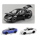 Pikkukuva 2 / 5: 1/32 Tesla Model Y SUV Leikkiautomalli Valettu Metalli Miniatyyri Ääni & Valo Vetotakaisin 1:32 Kokoelma Lahja Pojille Lapsille Black