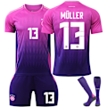 Miniatyrbillede 1 af 2: UEFA EURO 2024 Tyskland Udebanetrøje til børn med sokker NO.13 MULLER NO.13 MULLER NO.13 MULLER XXL