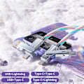 Miniatyrbillede 3 af 8: 4i1 180 roterende RGB Flow lysende USB opladningskabel Type C og A4