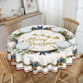 Miniatyrbillede 3 af 10: 1 stk Polyester Dug Juletema Dæksel Fyr Gylden Klokke Mønster Dug Juleatmosfærisk Bord Dekoration Dug 280 Tablecloth 280 60x86Inch（152x220cm）