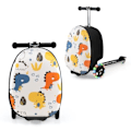 Miniatyrbilde 1 av 4: COSTWAY 2 i 1 sparkesykkel for barn med 3 LED-hjul, 19\" sammenleggbar barnesekk, sikkerhetsbremsing, 26L, 5 år+, dinosaur