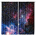 Miniatyrbillede 3 af 5: Børne drenge gardiner ydre rum stanglomme (2 stykker 39in*70in,100cm*180cm) blå planet nebula kosmisk sort psykedelisk