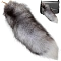 Miniatyrbillede 3 af 5: Falsk Rævehale, 40 cm Dyrehale, Fluffy Faux Fur Hale, Realistisk Rævehale, Nøglering, Pung Dekoration Rævehale, Rollespil, Sølv