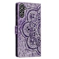 Miniatyrbillede 3 af 4: Frosted Læder Etui til Mandala Emed Retro Telefon Lilla(FQ) For Samsung Galaxy S24 FE 5G Purple