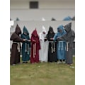 Pikkukuva 2 / 5: Unisex Aikuisten Keskiajan Puku Munkki Huppu Puku Viitta Veli Pappi Noita Halloween Tunic Puku 3 Osainen Harmaa Grey XX-Large