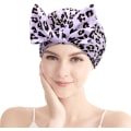 Miniatyrbilde 1 av 5: Dames Dusjhette - Vanntett Gjenbrukbar Dusjhette Justerbar Elastisk Sløyfe Sløyfe Badehette for Jenter for Kvinners Bading (Rosa Leopard) Pink Leopard