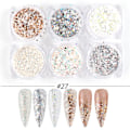 Pikkukuva 1 / 9: 6 kpl Kynsi Tarrat Värit Glitter Set Syksy ja Talvi Timantti Roskakori Pink Champagne Sekvenssit Kynsi Glitter Kynsi T color