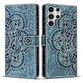 Miniatyrbillede 1 af 4: Frosted Læder Etui til Mandala Emed Retro Telefon Blå(FQ) For Samsung Galaxy S23 Ultra 5G Blue