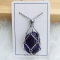 Pikkukuva 5 / 5: Kristalliriipus, jossa on häkki, kristalliverkko, metalliriipus, HOPEA Silver Amethyst-Amethyst