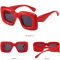 Miniatyrbild 3 av 7: FF849 Unisex Fashion Vintage Tjocka Kvadratiska Solglasögon Trendiga Retro Uppblåsta Ram Rektangulära Solglasögon 5 Retro Sunglasses