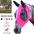 Miniatyrbillede 2 af 8: Anti-Fly Mesh Heste Maske Heste Maske Heste Flue Maske med dækket Sort Gray