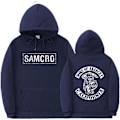 Miniatyrbillede 1 af 5: Sons Of Anarchy Samcro Hoodie Dobbeltsidet Print Hoodie Shirt Top Navy Blue Navy Blue 2XL