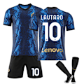 Miniatyrbild 1 av 11: 21-22 Inter Milan hemmatröja nr 10 Lautaro nr 7 Sanchez nr 9 Dzeko fotbollsplan kostym med strumpor Size 10 with socks S#