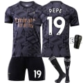Miniatyrbillede 1 af 11: 22-23 Arsenal ude sort nr. 7 Saka 9 Lacazette 19 Pepe 14 Aubameyang fodboldtrøje sæt No. 19 w/ Socks & Gear XXL