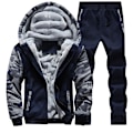 Miniatyrbillede 1 af 8: Mænds Fleece Tracksuit Sæt Sport Hoody Hoodie Top Bukser Bukser Sort Black XL