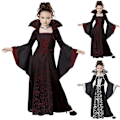 Pikkukuva 4 / 5: Halloween-tyttöjen esiintymismekko vampyyri-noita-asu viininpunainen wine red 130 cm