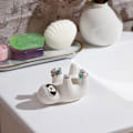 Miniatyrbillede 5 af 5: Dovendyr Ringholder til Kvinder Søde Dovendyr Gaver til Kæreste Fødselsdag Bryllup Jul Keramik Lille Ring Stativ Ring Display til Hjemmeindretning White Sloth