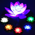 Miniatyrbillede 2 af 5: 18/28cm Kunstig Lotusblomst LED Flydende Pool Have Dam Flydende Blomsterlampe Jikaix Grøn Green 18 cm