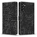 Miniatyrbillede 1 af 4: Frosted Læder Etui til Mandala Emed Retro Telefon Sort(FQ) For Samsung Galaxy S23 FE 5G Black