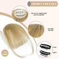 Miniatyrbilde 3 av 5: Bangs Clip-In Bangs 100% Menneskehår Extensions Luftige Bangs Franske Bangs Bangs Med Tempelhårstykker For Kvinner Clip On Luftbangs Buede Bangs F SQBB