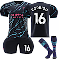 Miniatyrbilde 1 av 2: 23-24 Manchester City Bortebarnedrakt Fotballsett Nr. 16 Rodrigo NO.16 24