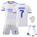 Miniatyrbillede 7 af 11: 21-22 Real Madrid hjemmebanetrøje nr. 7 Ronaldo Madrid udebanetrøje Mbappe nr. 7 fodbolduniform holduniform træningsuniform nr. 9 Protective Socks and Gear L