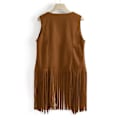 Pikkukuva 3 / 4: 1970-luvun naisten tupsuinen hihaton liivi 70-luvun retro hippi keinonahkainen hapsuliivi Cardigan Khaki Khaki 2XL