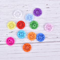 Miniatyrbilde 6 av 8: 100 stk 14MM Blomsterformet Harpiksknapp Dekket Sømmer Multicolored