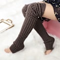 Miniatyrbillede 4 af 5: Benvarmere Høj Knæ Sox Strikkede Hæklede Støvlesokker Leggings Sort - Høj Kvalitet Sort black
