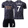 Miniatyrbillede 1 af 11: 22-23 Arsenal udebane sort nr. 7 Saka 9 Lacazette 19 Pepe 14 Aubameyang fodboldtrøjesæt No socks size 7 Children's size 22