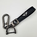 Miniatyrbild 1 av 10: Personlig bilnyckelring i metall med logotyp - Lädernyckelring för män Benz Silver Hardware
