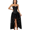 Miniatyrbild 6 av 6: Korsett Toppar för Kvinnor, Bustier Shapewear Underkläder, Spets Midja Push Up Bodysuit svart black XL